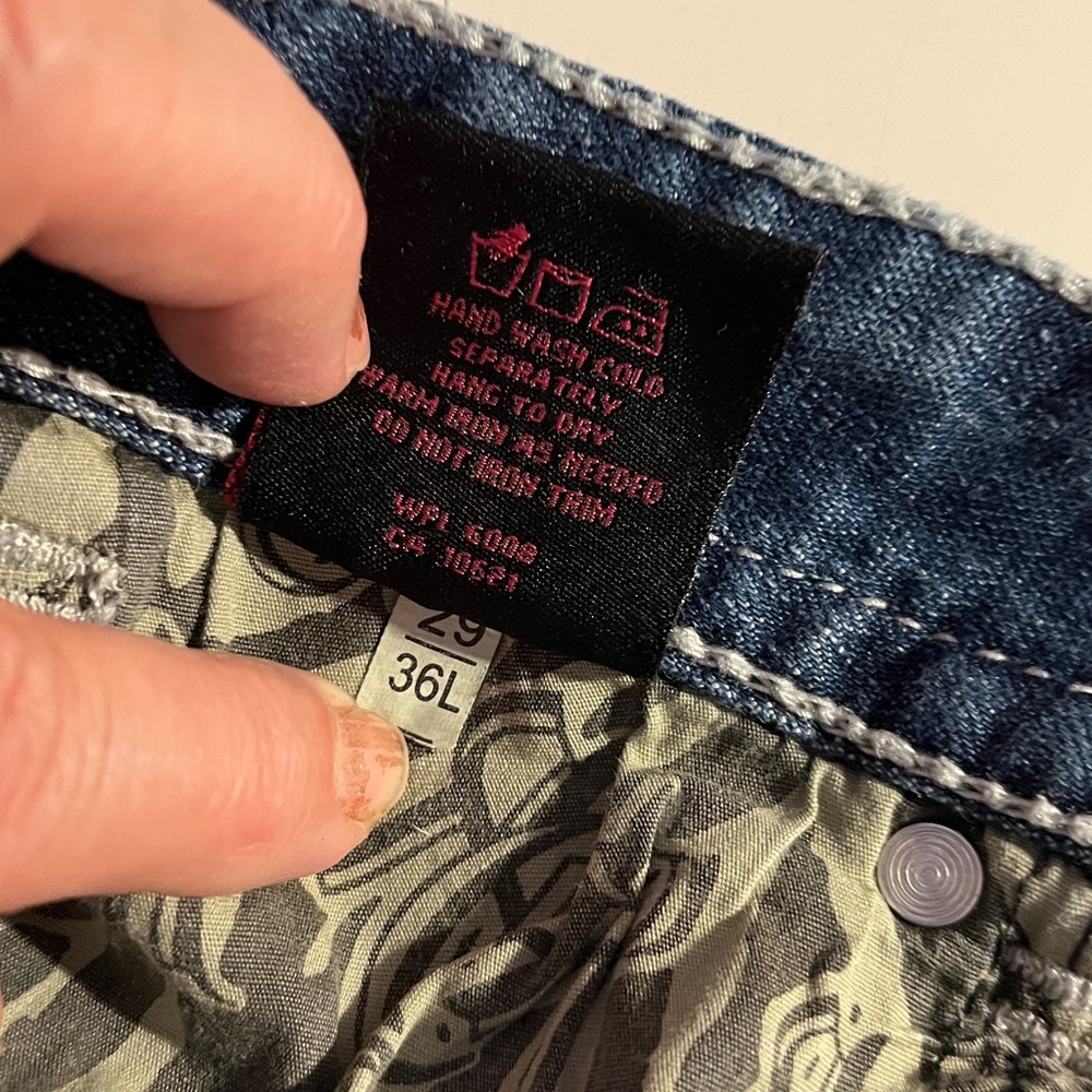 Rock and roll cowgirl denim bootcut jeans - embellished/ distressed W 29 - Picture 14 of 14